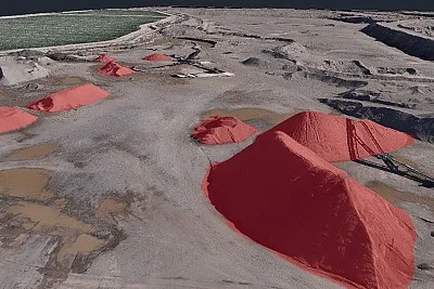 Volume of a gravel mound visualized in red