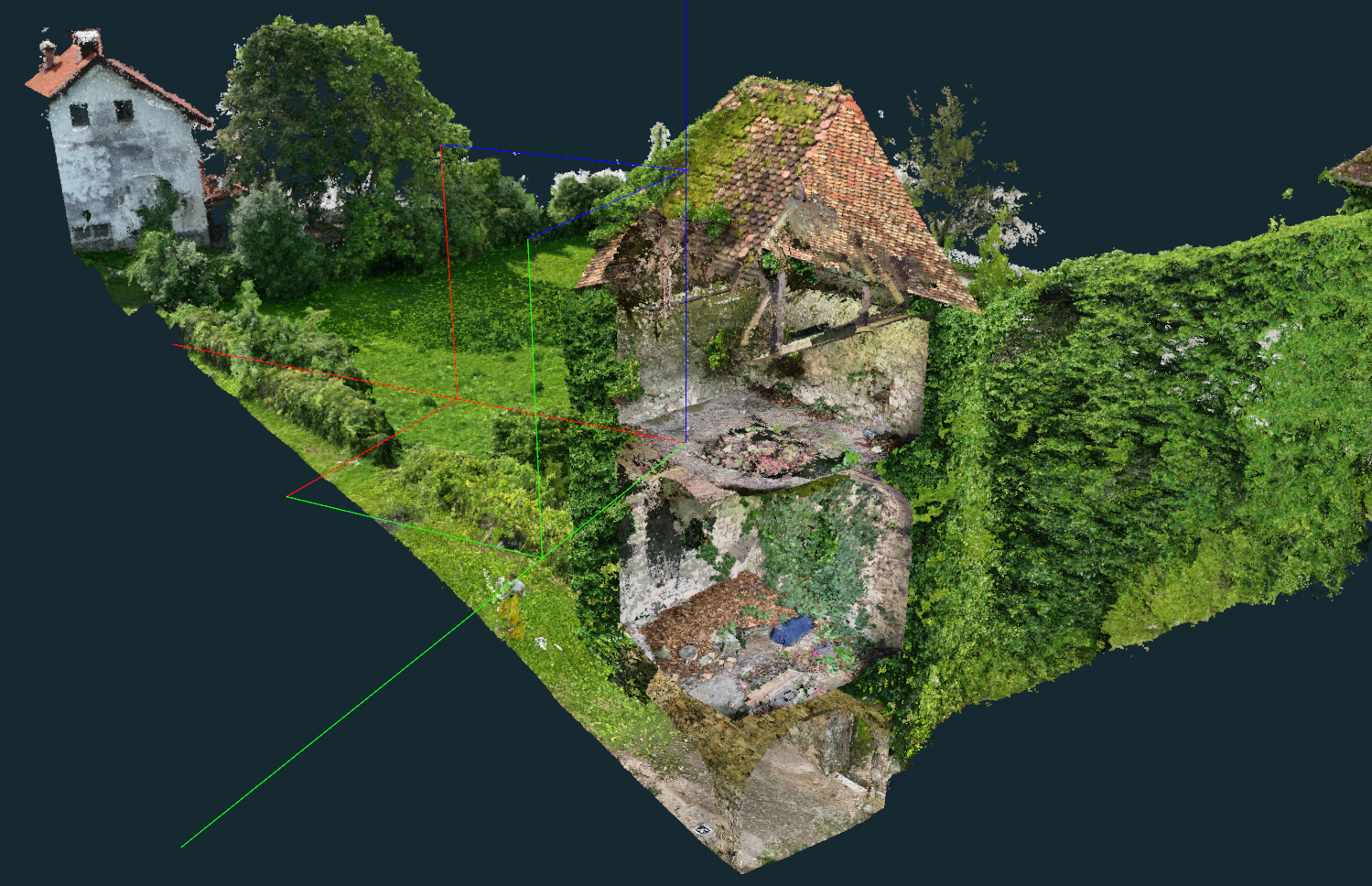 Soteska castle point cloud data with focus on a tower