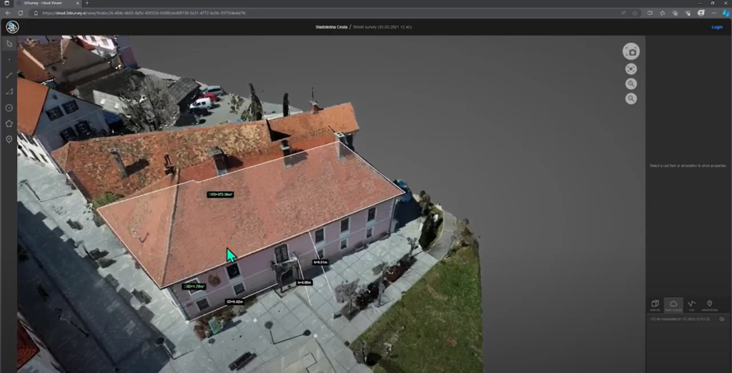 Screenshot of a point cloud project in 3Dsurvey Cloud Viewer