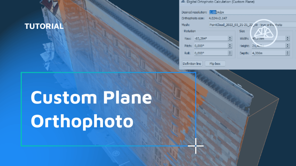 Orange bounding box in 3Dsurvey software to create a custom plane orthophoto