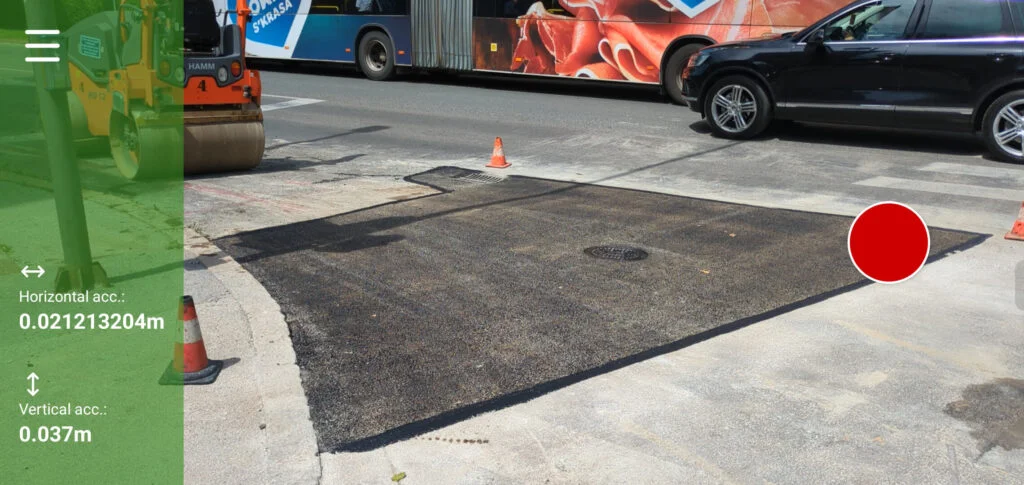 3Dsurvey SiteScan app display showing a newly renovated tarmac