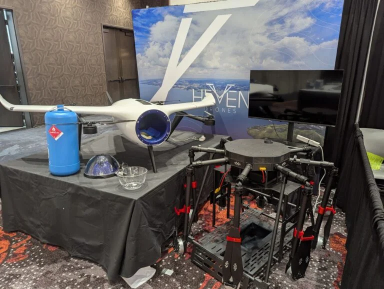 A photo of Hydrogen-Powered Drones on display at an expo