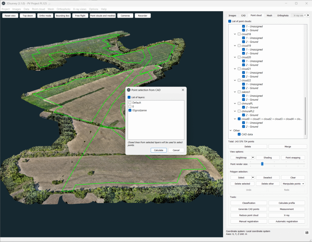 Choosing proper layer containing area while generating height points