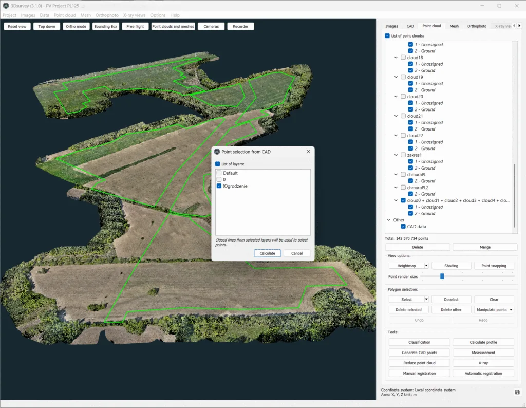 Choosing proper layer containing area while generating height points