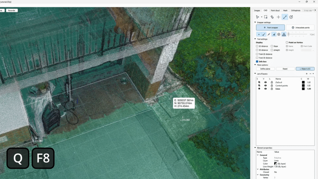 Height lock in 3Dsurvey