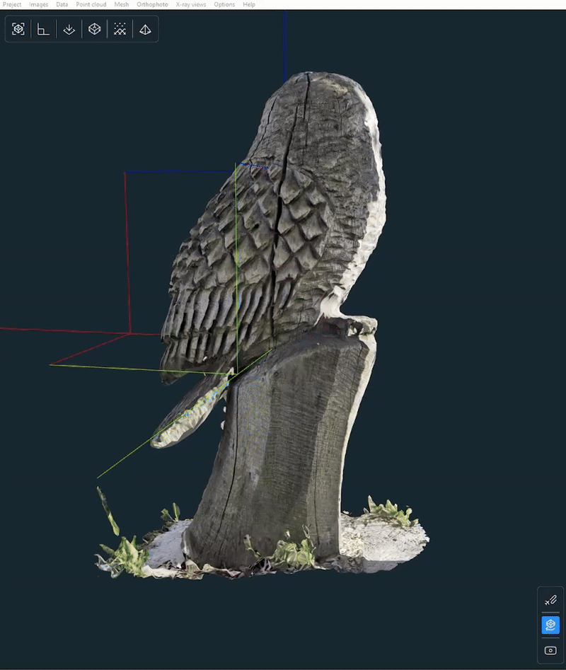 Rotating 3D owl sculpture