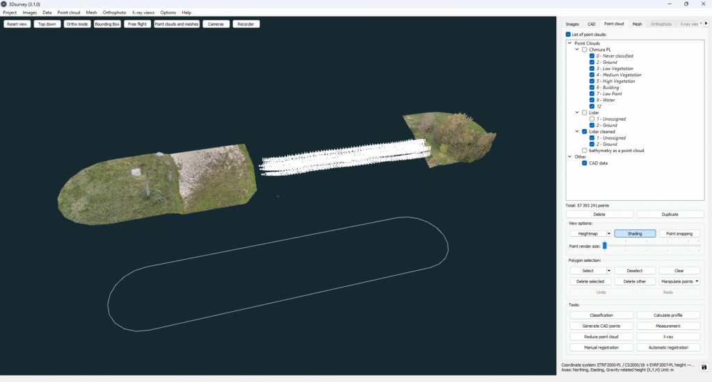 The imported data form echosounder and prepared buffer areas.