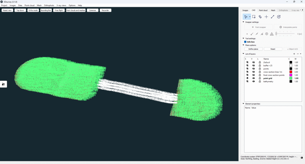 Generated CAD points and bathymetry results.