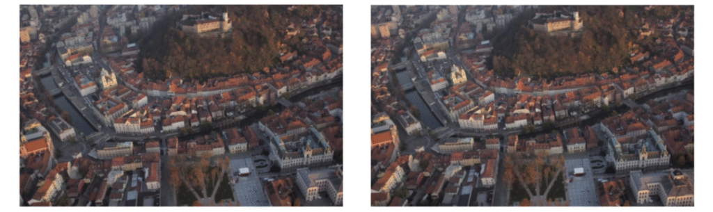 3D photography stereopair of Ljubljana city centre taken from an ultralight plane.