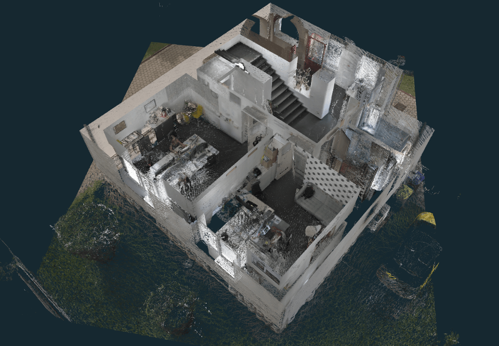 Building captured with a SLAM LiDAR scanner instead of RTK Videogrammetry and processed in 3Dsurvey.