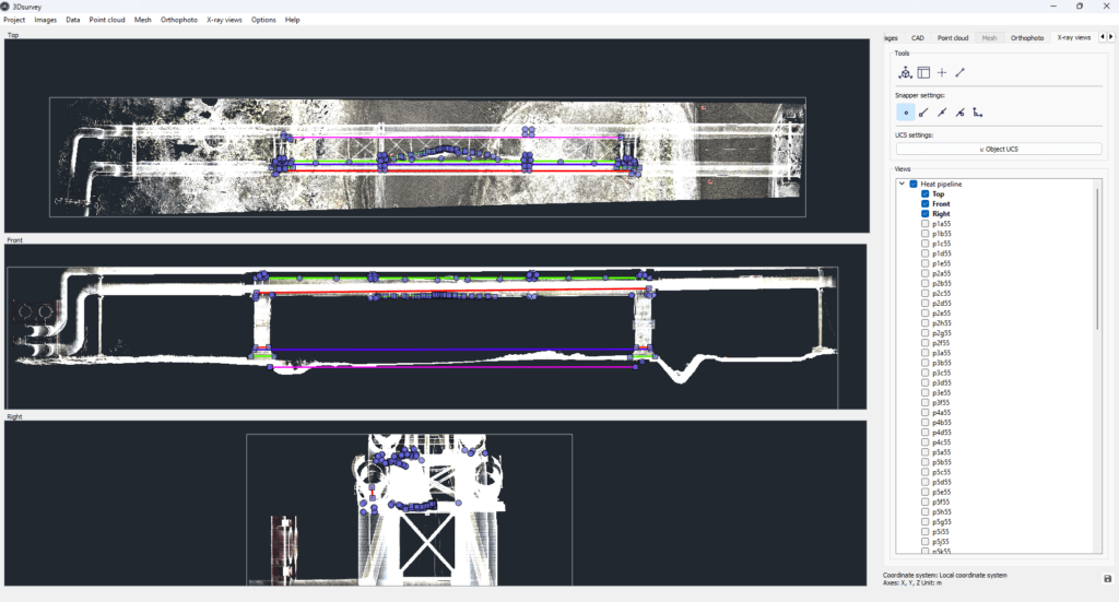 The view of X-ray tab in 3Dsurvey.