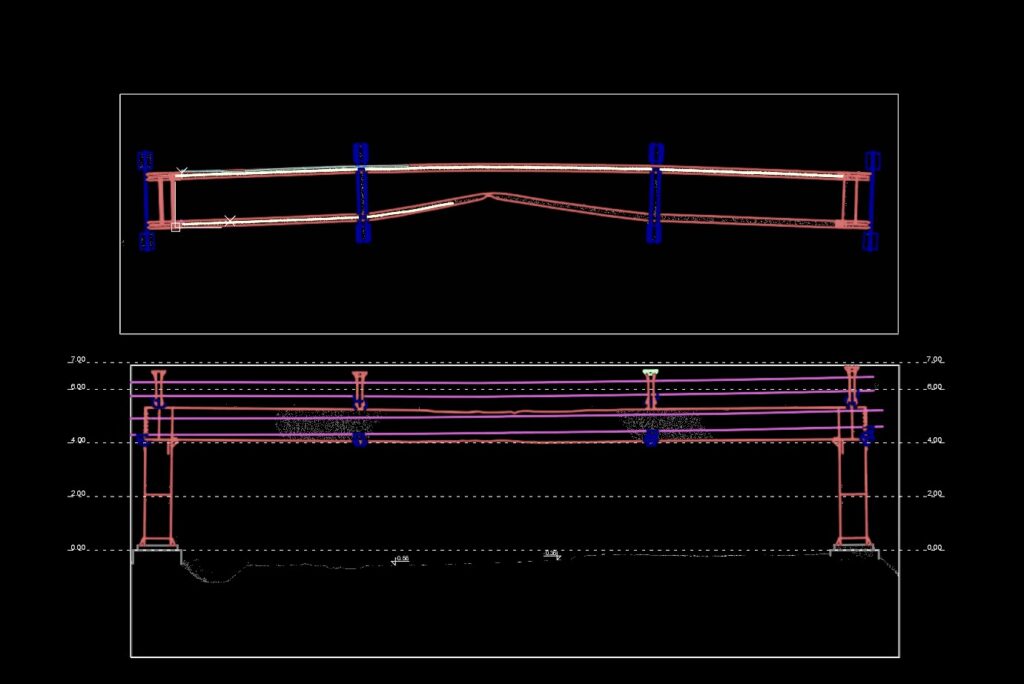 The final view of the aboveground heat pipeline inspection.