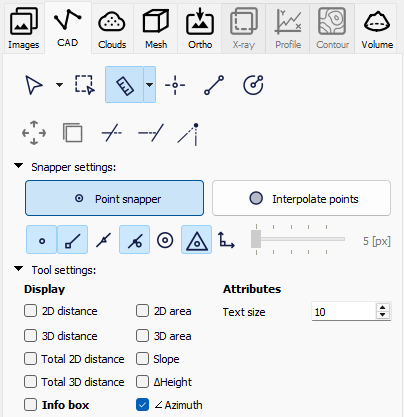In the tool settings find Azimuth measurement option.