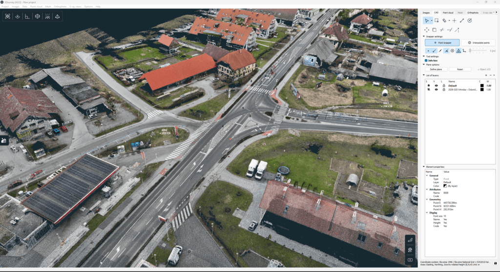 Point cloud of a street processed in 3Dsurvey