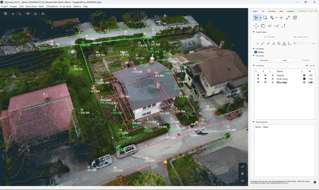 3D model of a house, vectorized in 3Dsurvey as a 3D mapping software.