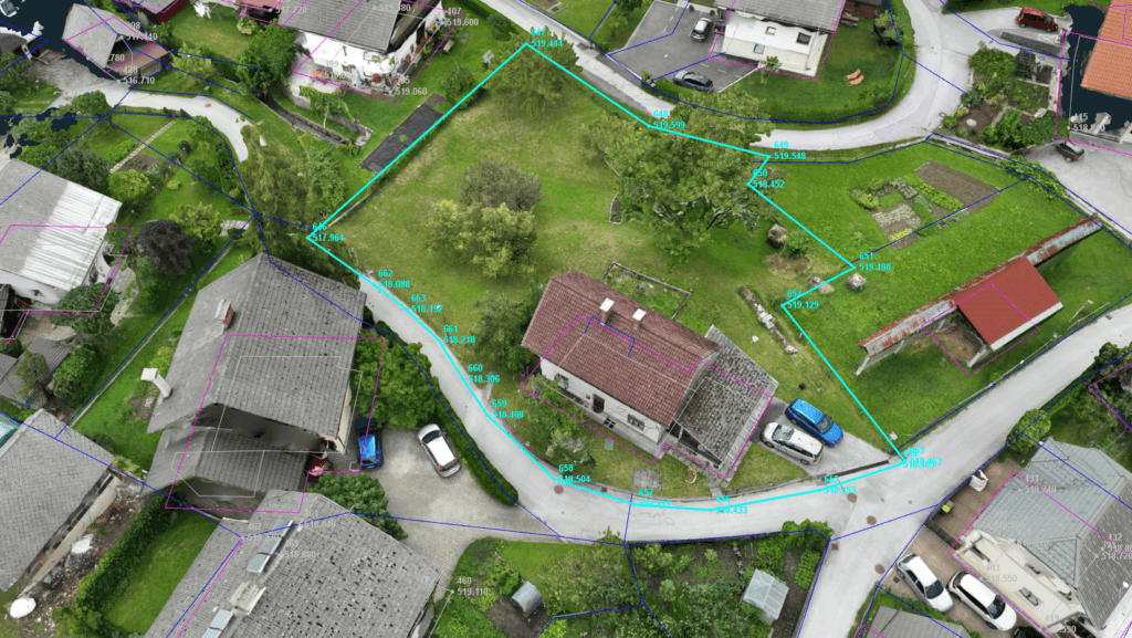 CAD lines on a survey map