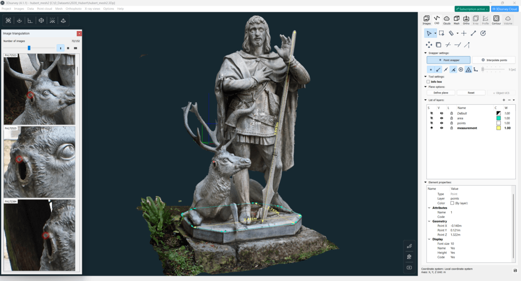 3D model of St Hubert statue with deer