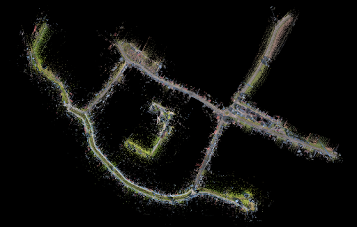 Coverage of the Dobrovnik survey and merged 3D laser scan point cloud