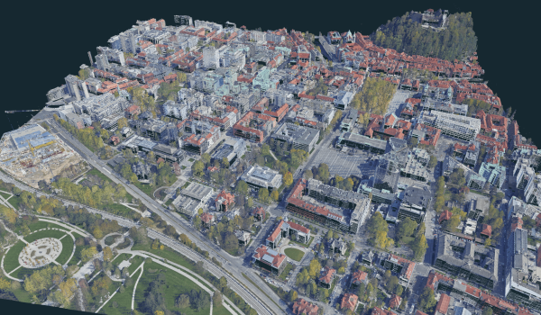 Point cloud of city of Ljubljana processed in 3Dsurvey